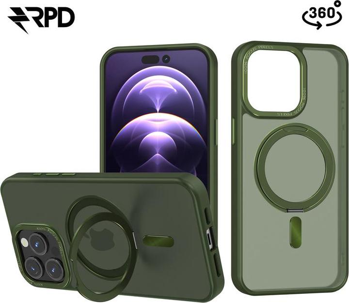 Actual product image RPD Apple Phone 14 - 360 degree Magsafe Stand case dark green (Apple iPhone 14)