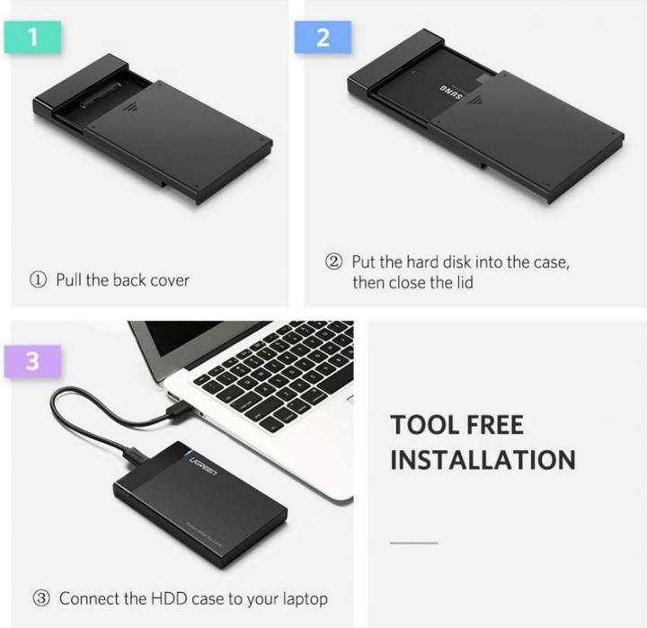 Productafbeelding Ugreen USB-C 3.1 naar 2,5" SATA harde schijf behuizing (6Gbps) (2.5")