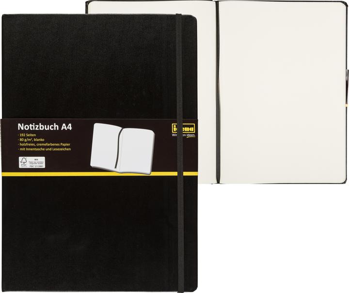 Produktbild Idena Notizbuch A4 blanko schwarz FSC-Mix (A4, Blanko, Harter Einband)