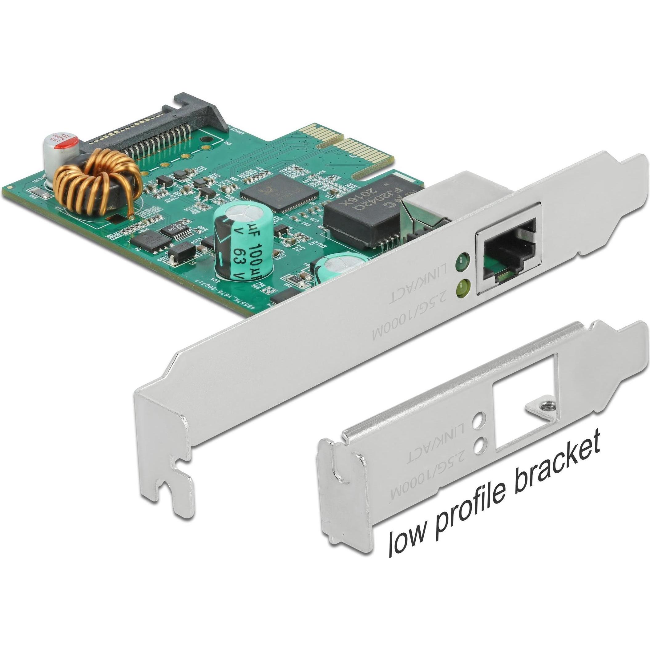 Thumbnail - Delock PCI Express x1 Karte 1 x RJ45 2,5 Gigabit LAN PoE+ RTL8125 (Mini PCI Express), Netzwerkkarte