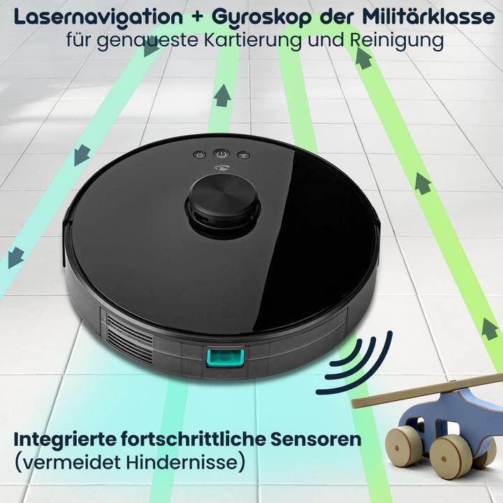 Produktbild Nedis WIFIVCL001CBK- Robotický Vysavač | Laserová navigace | Wi-Fi | Kapacita Sběrné Nádrže: 0.6 l (2000 Pa)