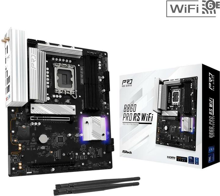 Productafbeelding AsRock B860 Pro RS WiFi DDR5 Intel S detailhandel (Socket S1, Intel B860, ATX)