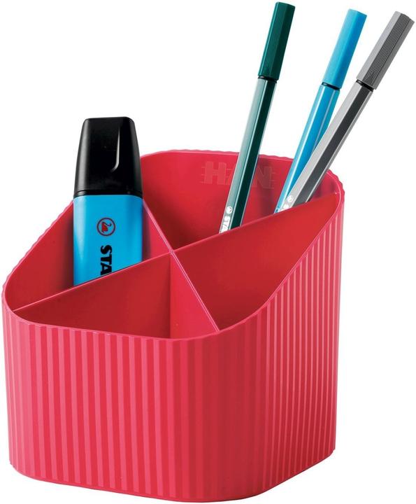 Actual product image Han Pencil holder Re-X-LOOP, red 4 compartments, 100% recycled eco-plastic