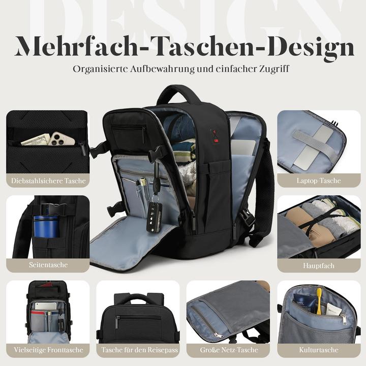 Produktbild Only-Bags.Store Handgepäck Rucksack Leichtes Laptopfach & Diebstahlsicherung