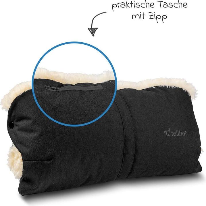 Produktbild Der Fellhof Kinderwagen-Handwärmer aus Lammfell schwarz