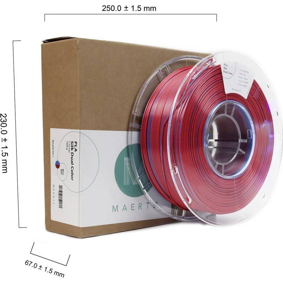 Thumbnail - Maertz PMMA-1021-001 PMMA-1021-001 Filament PLA-Seide Seidig glänzend 1.75 mm 10 (PLA, 1.75 mm, 1000 g, Blau, Rot), 3D F...
