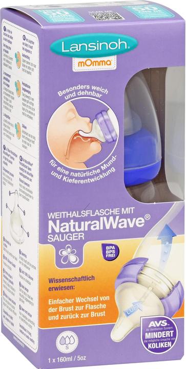 Actual product image Lansinoh Wide-neck bottle with NaturalWave teat (160 ml)