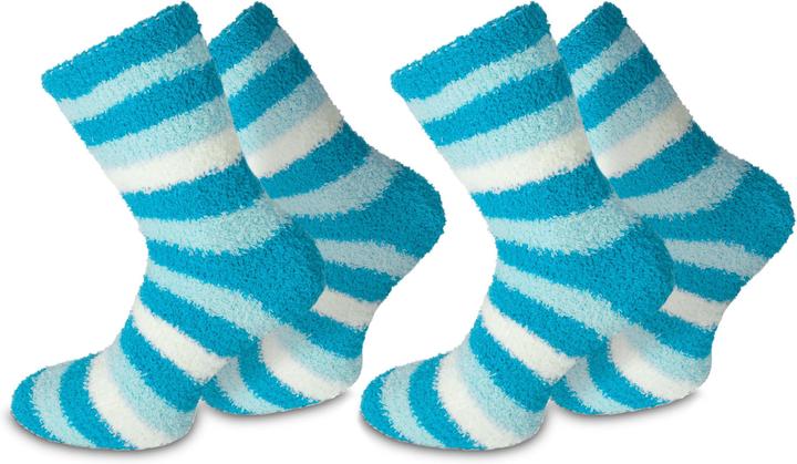 Produktbild Normani 2 Paar Kuschel-Socken Ringel Blau (2er Pack, One Size)