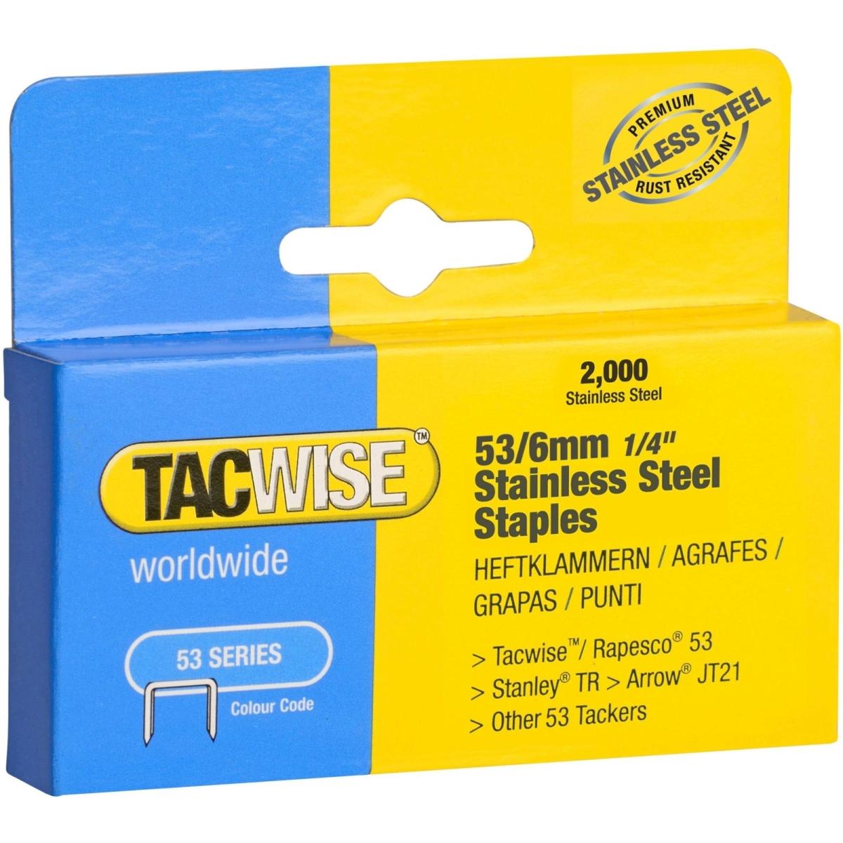 Tacwise, Büroklammer, Heftklammern 53/6 mm, Edelstahl, 2.000 Stck (1 x)