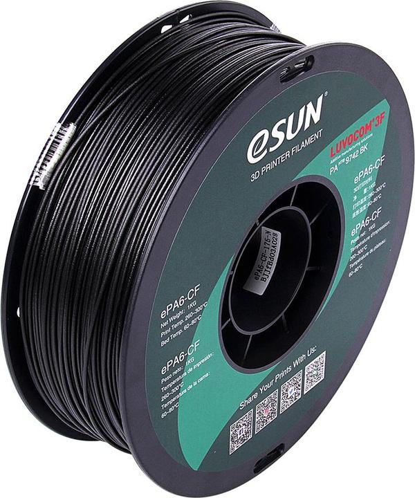 Immagine prodotto eSUN ePAHT-CF Filamento in fibra di carbonio di nylon 1,75mm 0,75Kg (Nylon, 1.75 mm, 750 g, Nero)