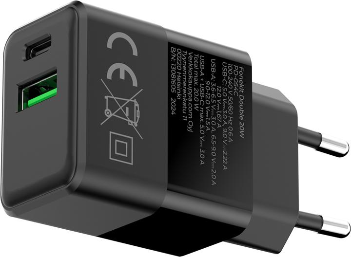 Immagine prodotto FoneKit Doppio -laturi, USB-C + USB-A, musta