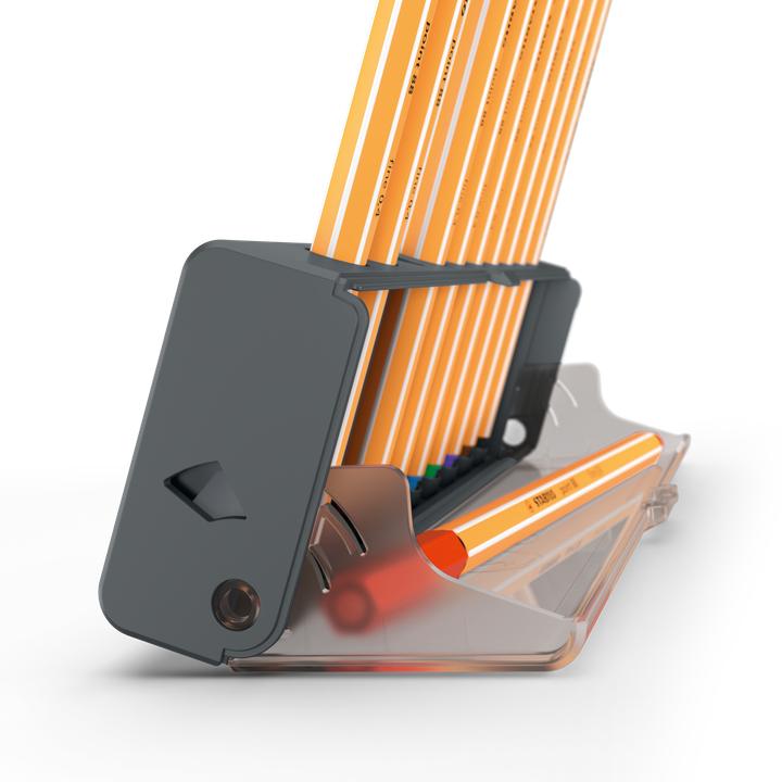 Produktbild STABILO Point 88 10er Klicketui (Blau, Braun, Gelb, Grün, Hellgrün, Orange, Rosa, Rot, Schwarz, Violett, 10x)