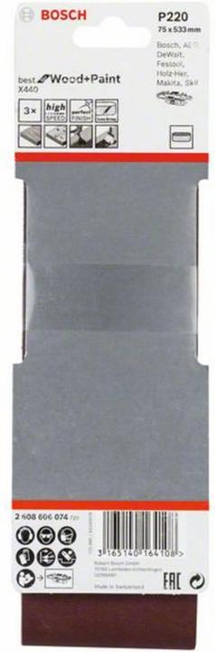 Produktbild Bosch Professional Zubehör PRO X440 Schleifband, 75 x 533 mm, G220 (220)