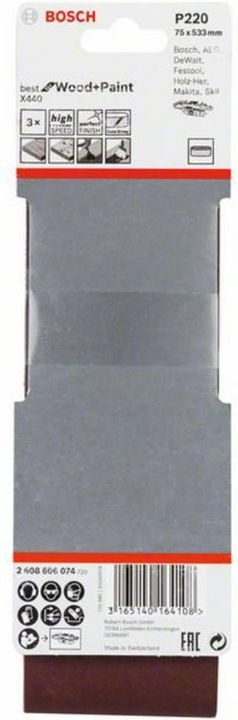 Actual product image Bosch Professional Zubehör PRO X440 sanding belt, 75 x 533 mm, G220 (220)