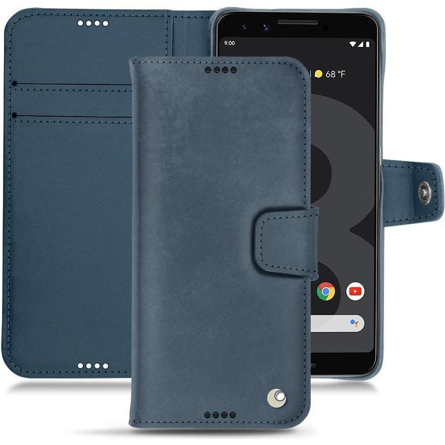Noreve Lederschutzhülle Wallet (Google Pixel 3), Smartphone Hülle, Blau