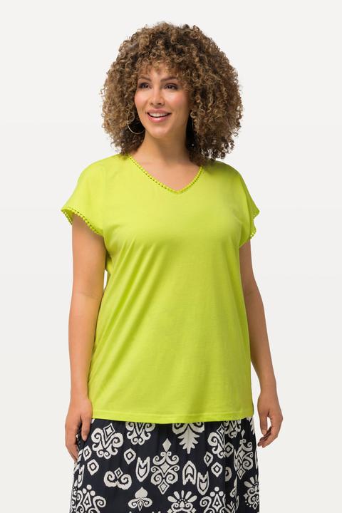Immagine prodotto Ulla Popken T-shirt dal taglio oversize con passamano, scollo a V e mezze maniche (46, 48)