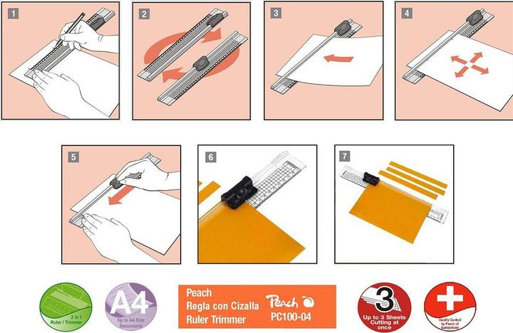 Image du produit Peach Règle/trimmer PC100-04 DIN (3 feuilles, A4)