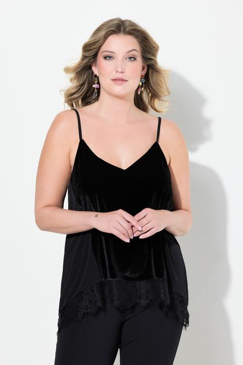 Produktbild Miamoda Top, A-Linie, Samt, Satin, Spitzensaum (56)