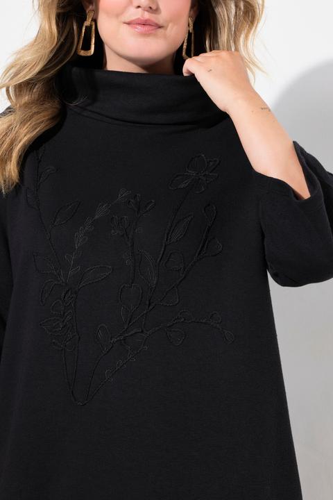 Produktbild Miamoda Sweatkleid, A-Linie, Blüten-Stickerei, Stehkragen (42)