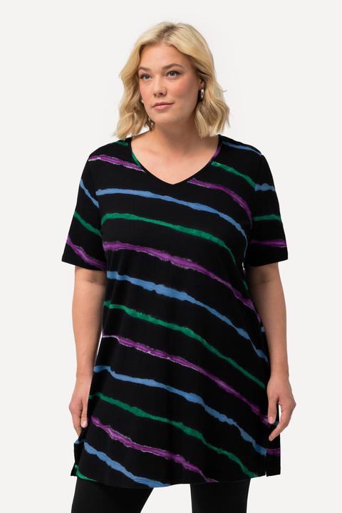 Immagine prodotto Ulla Popken Maglia dal taglio lungo e svasato con stampa batik, scollo a V e mezze maniche (50, 52)