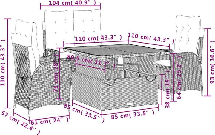 Produktbild vidaXL Garten Essgruppe