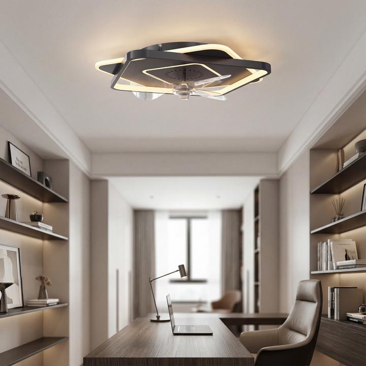 Produktbild Homcom Deckenventilator mit Licht Stahl, Acryl Schwarz (50 dB)