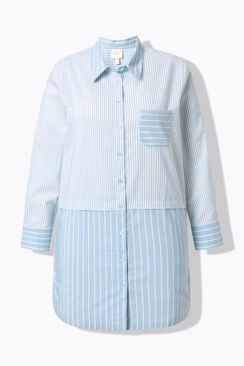 Ulla Popken Longbluse, Streifen, Hemdkragen, Langarm