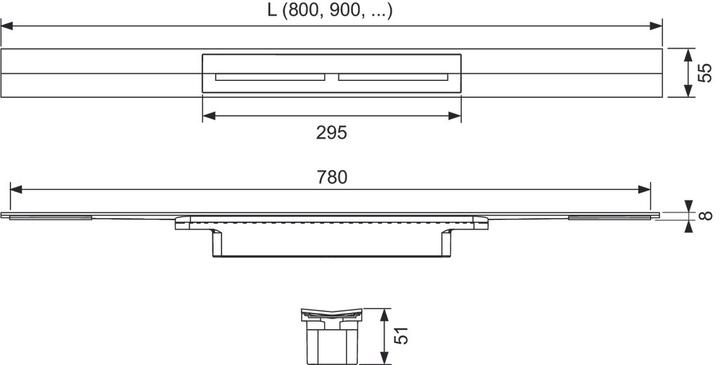 Produktbild TECE drainprofile Duschprofil schwarz chrom gebürstet, L: 120 B: 5,5 cm (1200 mm)