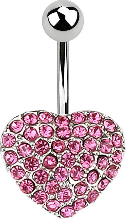 Immagine prodotto Star Piercing Banana d'argento con cuore di cristallo a sfera rosa (Ottone, Acciaio chirurgico 316L)