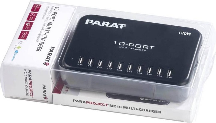 Produktbild Parat Paraproject MC10 Multi Charger für 10x Geräte - USB-Ladefunktion (120 W)