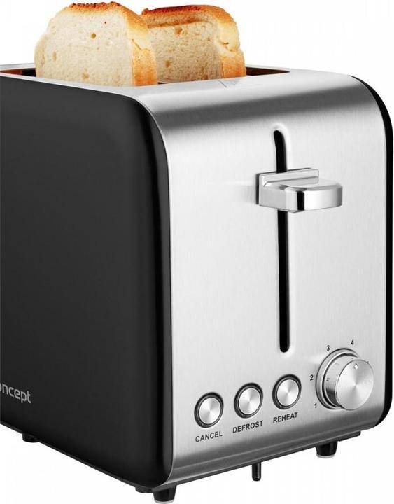 Actual product image Concept TE2050 2 slice(s) Black, Stainless steel