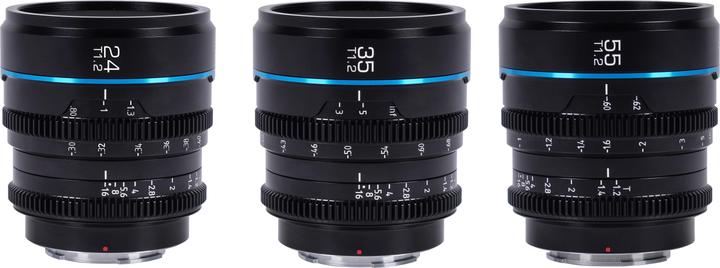 Actual product image Sirui Nightwalker 24 35+55mm T1.2 S35 MF Cine Lens Bundle E-Mount (Sony E, APS-C / DX, full size)
