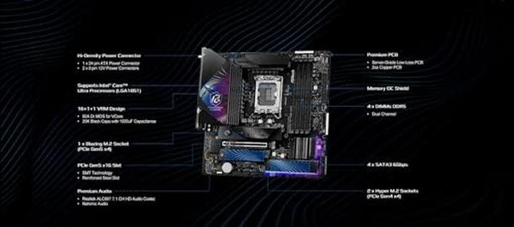 Productafbeelding AsRock Z890M Riptide WiFi Intel DDR5 S1851 MATX (LGA 1851, Intel Z890, mATX)
