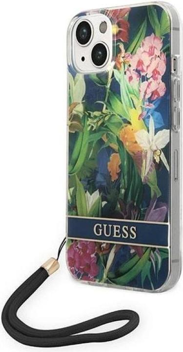 Produktbild Guess GUOHCP14SHFLSB iPhone 14 6,1" niebieski/blue hardcase Flower Strap (Apple iPhone 14)