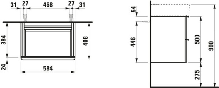 Produktbild Laufen Space für Val Waschtischunterschrank, 2 Schubladen Soft-Close, 585x410mm, H410142160