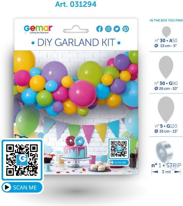 Produktbild Gemar Ballon-Girlanden-Set, Do It Yourself, bunte Mischung (65x)