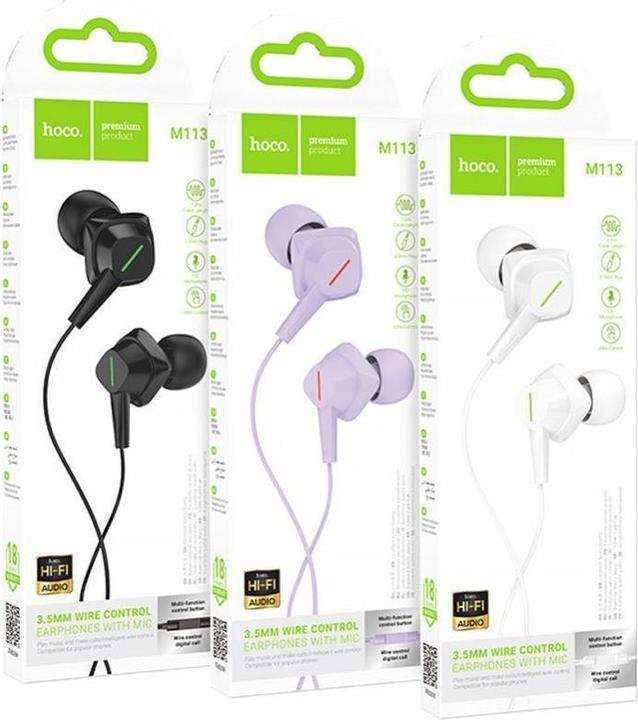 Actual product image Hoco Wired headphones M113 Clear universal digital earphones with microphone iP (Cable)