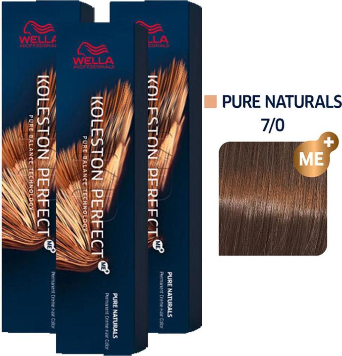 Produktbild Wella Koleston Perfect ME+ Pure Naturals 3er Set 7/0 Mittelblond (7/0)