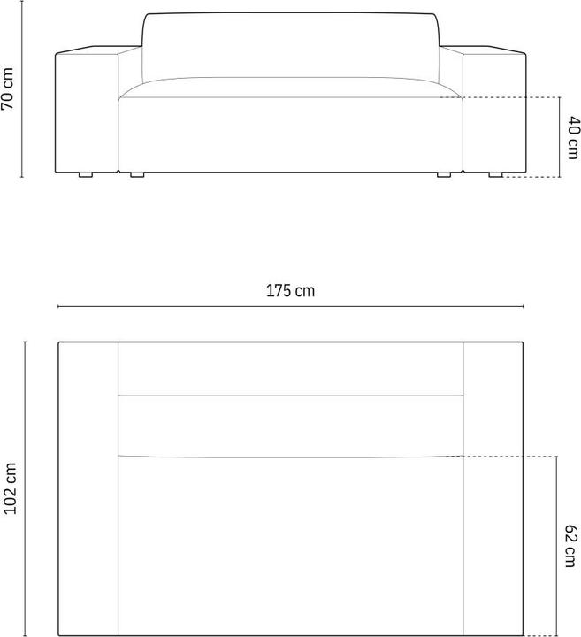 Actual product image Cosmopolitan Design Sofa, "Arendal", 2 Seats, Grey, 180x102x70 Made in Europe (2 person sofa)