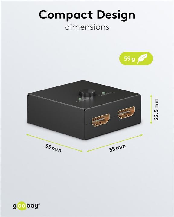 Produktbild Goobay Manuelle HDMI-Umschaltbox 2 auf 1 4K @ 60 Hz
