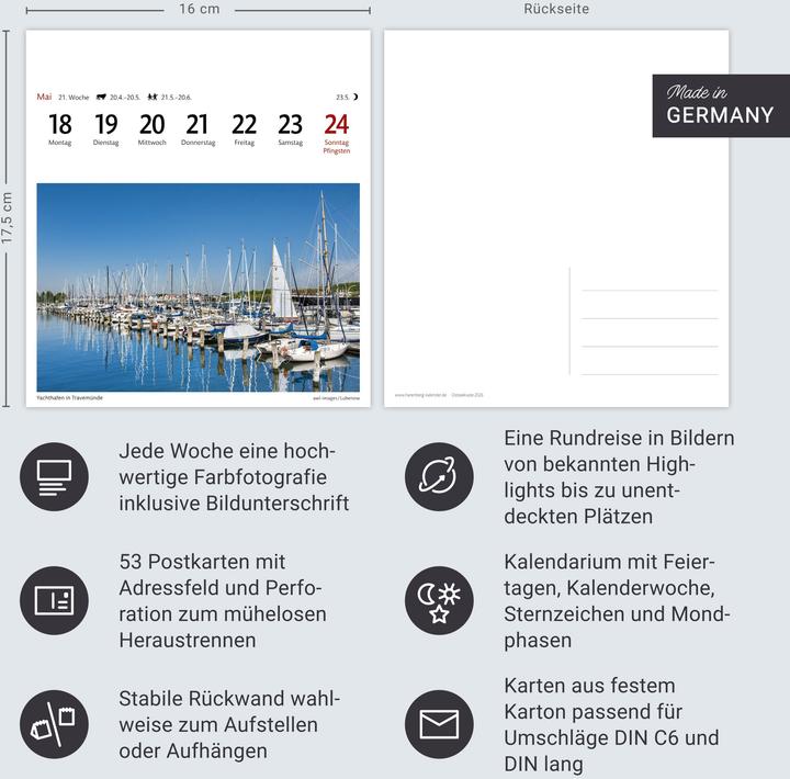 Produktbild Ostseeküste Sehnsuchtskalender 2026 - Wochenkalender mit 53 Postkarten