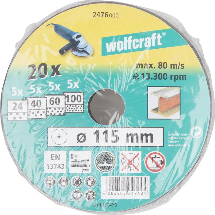 Produktbild wolfcraft wolfcraft 5 Fiberschleifscheiben WS K60 ø115mm (K60)