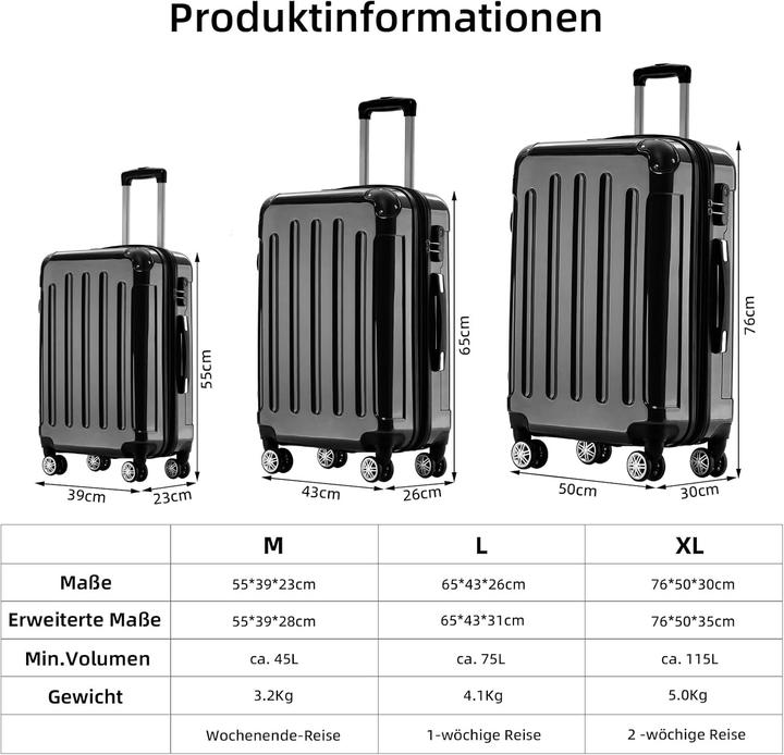 Actual product image Beibye Hartschalen Reisekoffer mit 4 Zwillingsrollen (70 l)