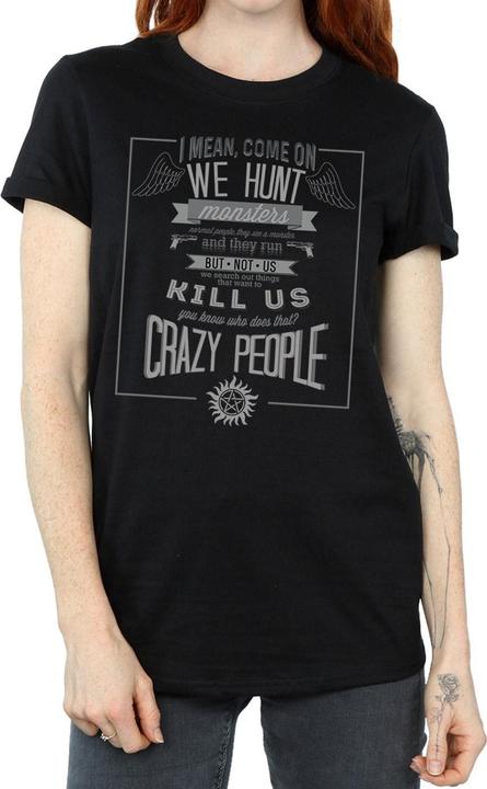 Actual product image Supernatural Womens/Ladies Crazy People Cotton Boyfriend T-Shirt (M)