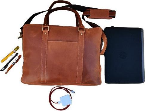 Produktbild Only-Bags.Store Herren Leder Umhängetasche, Aktentasche, Satchel Tablet Ipad Laptop 16" Zoll, Leder College Tasche