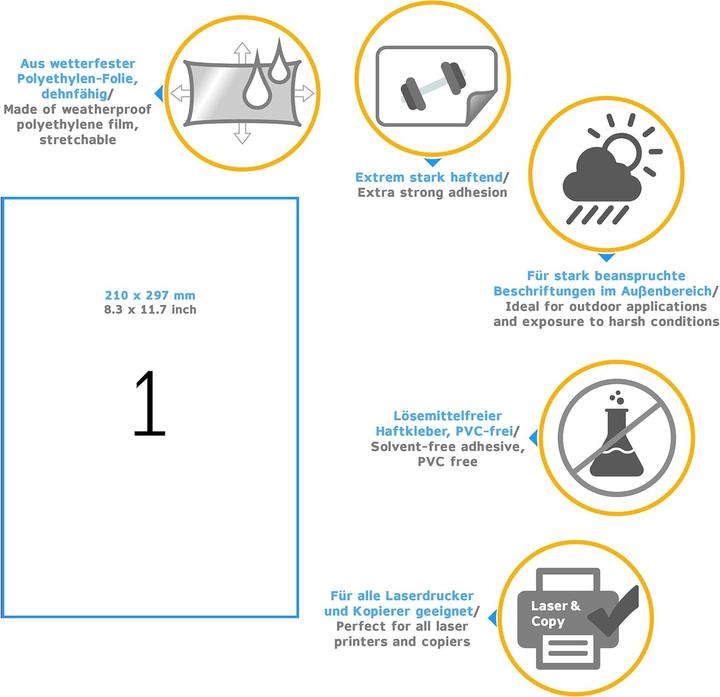 Actual product image HERMA Weatherproof labels A4
