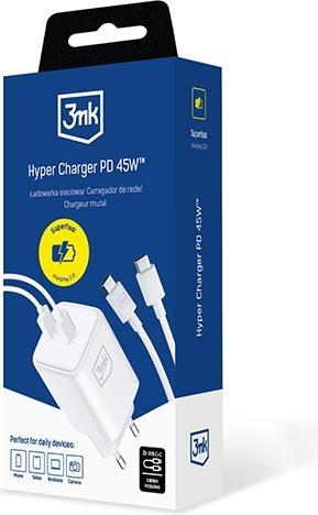 Productafbeelding 3MK Hyper Charger PD 45W ład. sieć. biała/wit + 2x USB-C Kabels (45 W)