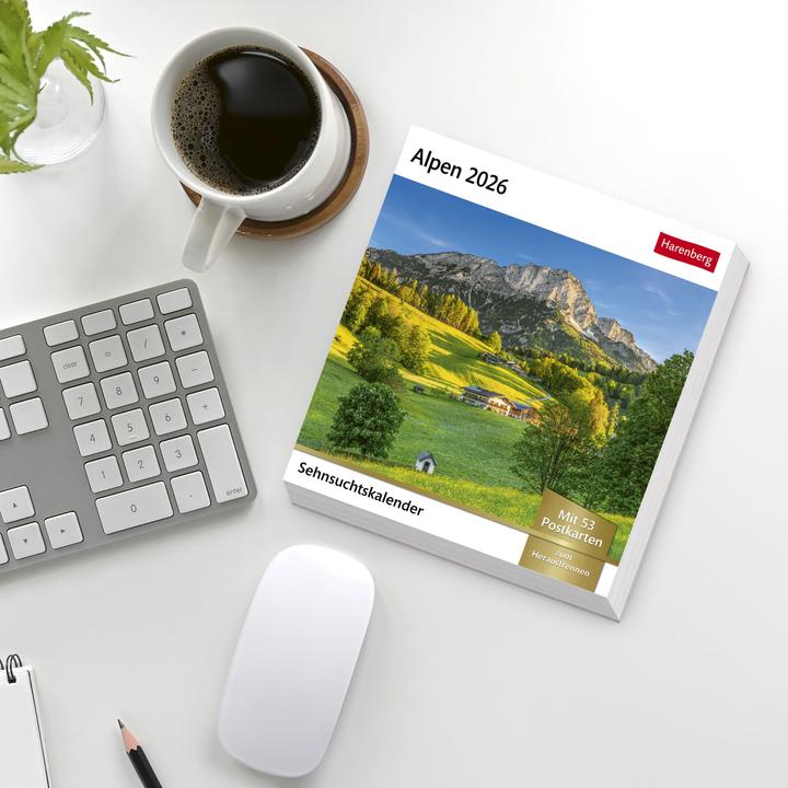 Produktbild Alpen Sehnsuchtskalender 2026 - Wochenkalender mit 53 Postkarten