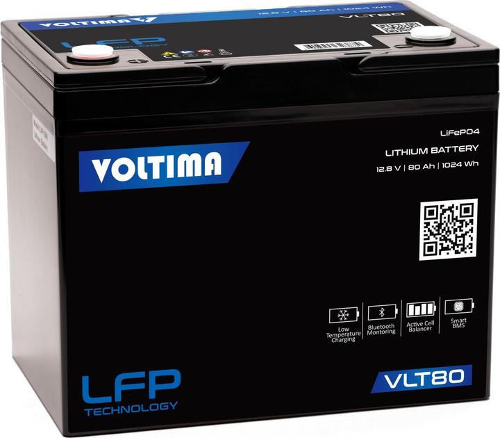 Immagine prodotto Voltima VLT80 12V LiFePO4 Lithium Versorgungsbatterie 80Ah mit App (12 V, 80 Ah)