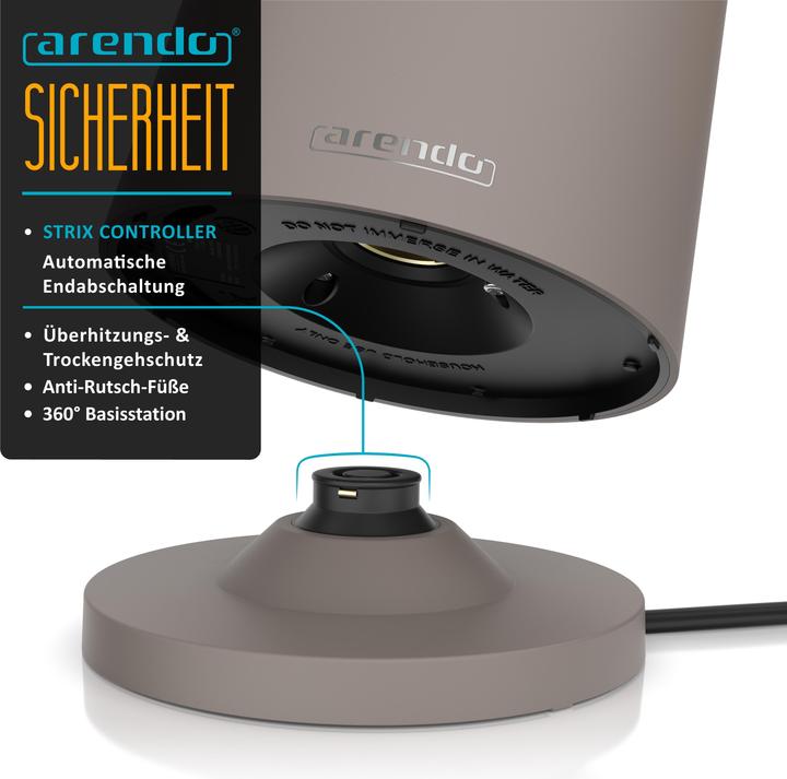 Produktbild Arendo Wasserkocher 1,5 L Edelstahl, Doppelwand, Temperatureinstellung 40–100 °C, Anzeige, 2200 W (1.50 l)
